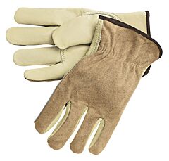 Mcr Safety 3205S Gloves, Industry Grade, Cow Grain Driver, Brown Color Split Back, Size Small, Pack Of 12 Pairs