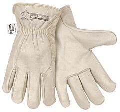 Mcr Safety 3224Xl Gloves, Road Hustler Premium Grain Driver, Wing Thumb, Sewn W/Kevlar, Rolled Leather Hem, Size X-Large, Pack Of 12 Pairs