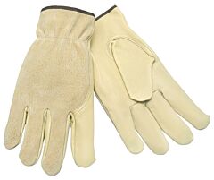 Mcr Safety 3405Xl Gloves, Industry Grade Grain Pigskin Driver, Split Back, Keystone Thumb, Size X-Large, Pack Of 12 Pairs
