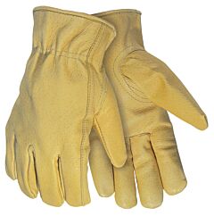 Mcr Safety 3420L Gloves, Industry Grade Grain Pigskin Driver, Gold, Keystone Thumb, Size Large, Pack Of 12 Pairs