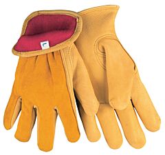 Mcr Safety 3555Xl Gloves, Grain Deerskin Driver, Split Back, Keystone Thumb, Red Fleece Lined, Size X-Large, Pack Of 12 Pairs