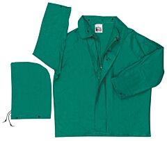 Mcr Safety 388Jl Dominator, .42Mm, Pvc/Nylon/Pvc, Jacket, W/Detach Hood, Green, 1/Each