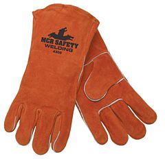 Mcr Safety 4300 Gloves, Brown Select Leather Welder, Size Large, Pack Of 12 Pairs