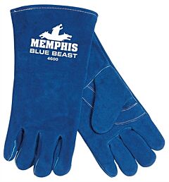 Mcr Safety 4600L Gloves, Blue Beast Deluxe Welder, Reinforced Palm, Wing Thumb, Size Large, Pack Of 12 Pairs