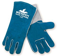 Mcr Safety 4730 Gloves, Warhorse Deluxe Blue, Foam Lined Welder, Wing Thumb, Size Large, Pack Of 12 Pairs