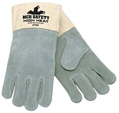 Mcr Safety 4750 Gloves, Heat Treated Split Leather Glove, Double Wool Lined, 3.5" Duck Cuff, Size Large, Pack Of 12 Pairs