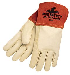Mcr Safety 4950M Gloves, Mustang Mig/Tig Welder, Sewn W/Kevlar, Wing Thumb, 4.5" Split Leather Cuff, Size Medium, Pack Of 12 Pairs