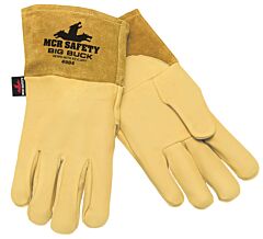 Mcr Safety 4984L Gloves, Big Buck Grain Deerskin Mig/Tig Welder, Gunn Pattern, Sewn W/Kevlar, 4.5" Split Cow Leather Cuff, Full Back, Size Large, Pack Of 12 Pairs