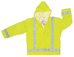 Mcr Safety 500Rjhl Luminator, .16Mm, Pu/Poly, Jacket With Hood, Silver Stripes, Class 3, Lime, Size Large