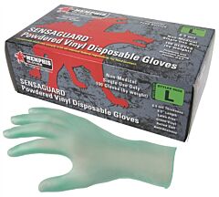 Mcr Safety 5025M Gloves, "Sensaguard" Vinyl Disposable, Industrial/Food Service Grade, Powdered, Green, 1/Case