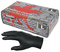 Mcr Safety 6060Xl Gloves, Nitrishield Stealth Black, Industrial/Food Service Grade, Powder Free, Textured, Size X-Large, 1/Box
