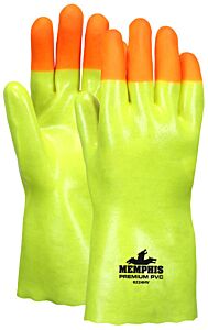 Mcr Safety 6224Hv Memphis 12" Hi-Viz Yellow Gloves Orange Tips