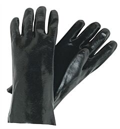 Mcr Safety 6300 Gloves, Black Pvc, Smooth Finish, Interlock Lined, 14"