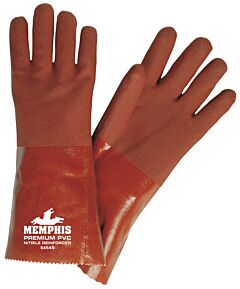 Mcr Safety 6454S Gloves, Red Pvc, Non-Slip Finish, Jersey Lined, 14"
