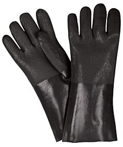 Mcr Safety 6514Sj Gloves, Black Double Dipped Pvc, Textured, Jersey Lined, 14"