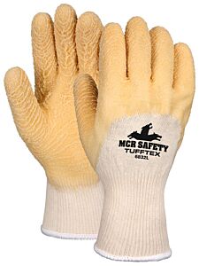 Mcr Safety 6832S Gloves, Tufftex Premium Rubber Coated, Crinkle Finish, Seamless String Knit Liner, Size Small, Pack Of 12 Pairs