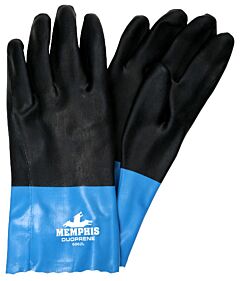 Mcr Safety 6962M Gloves, Duoprene Supported Neoprene 12", Black On Blue, Size Medium, Pack Of 12 Pairs