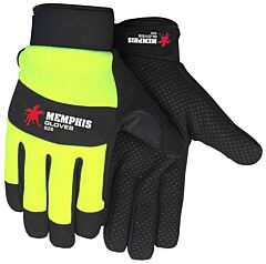 Mcr Safety 926Xxl Gloves, Multitask, Synthetic Leather Palm/Fingertips W/Pvc Dots, Hi-Vis Fabric Back, Neoprene Knuckle, Size 2X-Large, 1/Pair