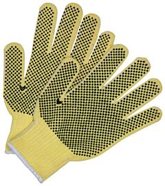 Mcr Safety 9363M Gloves, 7 Gauge, Regular Weight, Kevlar/Cotton Plaited, Pvc Dots 2-Sides, Size Medium, Pack Of 12 Pairs