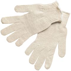 Mcr Safety 9500Lm String Knit Gloves, Regular Weight, Cotton/Polyester, Natural, Hemmed, Size Large