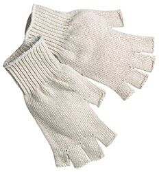 Mcr Safety 9509Lm String Knit Gloves, Regular Weight, Cotton/Polyester, Fingerless, Natural, Size Large
