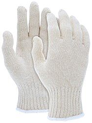 Mcr Safety 9510Lm String Knit Gloves, Regular Weight, 100% Cotton, Natural, Hemmed, Size Large