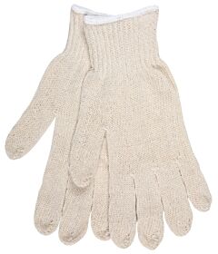 Mcr Safety 9636Lm String Knit Gloves, Regular Weight, Cotton/Polyester, Natural, Size Large