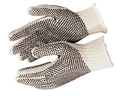 Mcr Safety 9660L Gloves, Regular Weight, Cotton/Polyester, Pvc Dot 2-Sides, White, Pack Of 12 Pairs