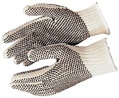 Mcr Safety 9660Lm Gloves, Regular Weight, Cotton/Polyester, Pvc Dots 2-Sides, Natural, Pack Of 12 Pairs