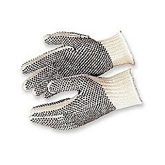 Mcr Safety 9667Lm Gloves, Economy Weight, Cotton/ Polyester, Dots 2-Sides, Natural, Hemmed, Pack Of 12 Pairs