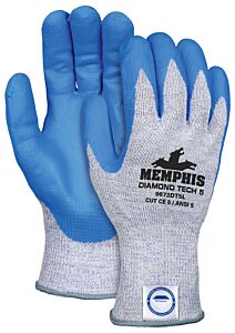 Mcr Safety 9672Dt5M Gloves, "Memphis Diamond Tech 5", 10 Gauge, Blue Speckled Dyneemaâ® Diamond Technology Shell, Blue Nitrile Foam Coated Palm And Fingertips, 1/Pair