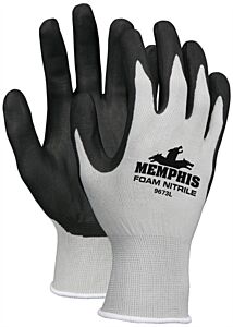 Mcr Safety 9673L Gloves, 13 Gauge Nylon Shell Black Foam Nitrile, Size Large, Pack Of 12 Pairs