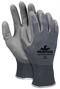 Mcr Safety 9696Xl Gloves, Ultratech Pu 13 Gauge Gray Nylon, Gray Pu, Size X-Large, Pack Of 12 Pairs
