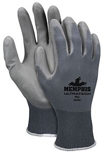 Mcr Safety 9696Xxl Gloves, Ultratech Pu 13 Gauge Gray Nylon, Gray Pu, Size 2X-Large, Pack Of 12 Pairs