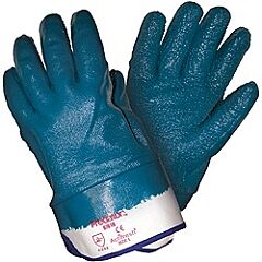 Mcr Safety 9761R Gloves, Predator Supported Nitrile, Rough Fully Coated, Safety Cuff, Size Large, Pack Of 12 Pairs