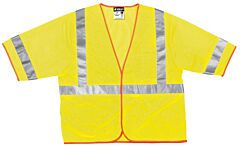 Mcr Safety Cl3Mlx2 Class 3, Poly Mesh Safety Vest, 2" Silver Stripe, Lime, Size 2X-Large