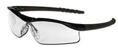 Mcr Safety Dl110 Safety Glasses, Polished Black Frame, Clear Nose, Black Temples, Clear Lens