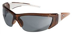 Mcr Safety Ff222 Safety Glasses, Translucent Brown Frame, White Rubber, Gray Lens
