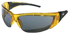 Mcr Safety Ff232 Safety Glasses, Translucent Yellow Frame, White Rubber, Gray Lens