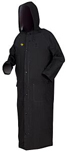 Mcr Safety Fr267Cx2 Classic Plus, .35Mm, Pvc/Poly, Flame Resistant, Ridercoat, W/Detached Hood, Cor Collar, Black, Size 2X-Large