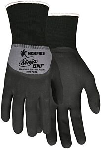 Mcr Safety N96793Xl Gloves, Ninja Bnf 15 Gauge, Gray Nylon/Spandex Shell, Black Breathable Nitrile Foam (Bnf) Over-The-Knuckle Coated, Size X-Large, Pack Of 12 Pairs