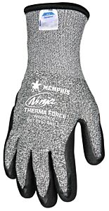 Mcr Safety N9690Tcm Gloves, Ninja Therma Force, 7 Gauge Acrylic Terry Liner W/13 Gauge Dyneema/Sythetic/Fiberglass Shell, Black Bi-Polymer Dipped Palm/Fingertips, Size Medium, 1/Pair