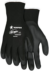 Mcr Safety N9699M Gloves, Ninja Hpt 15 Gauge Black Nylon Shell, Black Hpt Foam Sponge Dipped Palm & Fingertips, Size Medium, 1/Pair