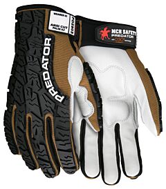 Mcr Safety Pd2903 Predator Gloves, Cow Grain Leather Palm, Tire Tread Tpr Back, Size Medium