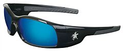 Mcr Safety Sr118B Swagger Safety Glasses, Polished Black Frame, Blue Diamond Mirror Lens