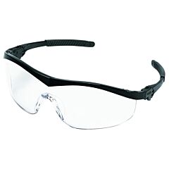 Mcr Safety St110 Storm Safety Glasses, Black Frame W/Ratchet Temple, Clear Lens