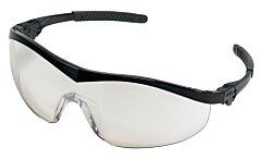 Mcr Safety St119 Storm Safety Glasses, Black Frame W/Ratchet Temple, Indoor/Outdoor Clear Mirror Lens