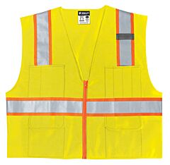 Mcr Safety Survlx2 River City Luminator Class 2 Surveyor'S Solid Vest, 2X-Large, Lime/Orange Stripe