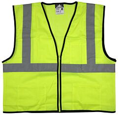 Mcr Safety Vcl2Mlzx3 Safety Vest, Class 2, Value, Mesh, Zipper, 2" Silver Stripe, Lime, Size 3X-Large