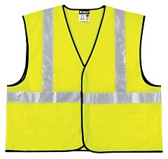 Mcr Safety Vcl2Slx3 Safety Vest, Class 2, Value, Poly, 2" Silver Stripe, Lime, Size 3X-Large